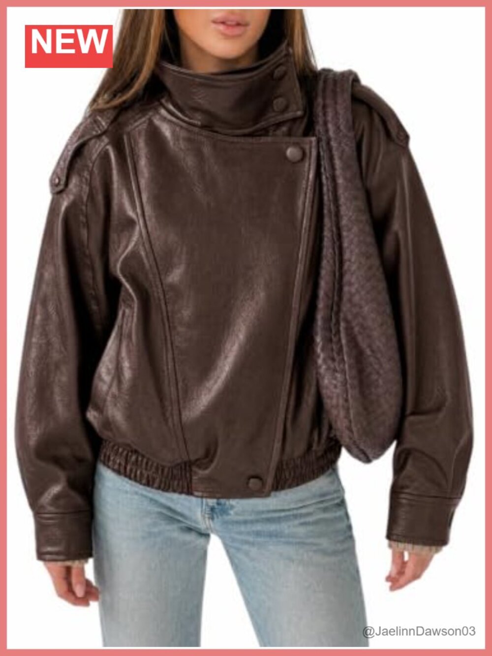 Faux Leather Oversized Zip Up Bomber Motorcycle Biker Jacket